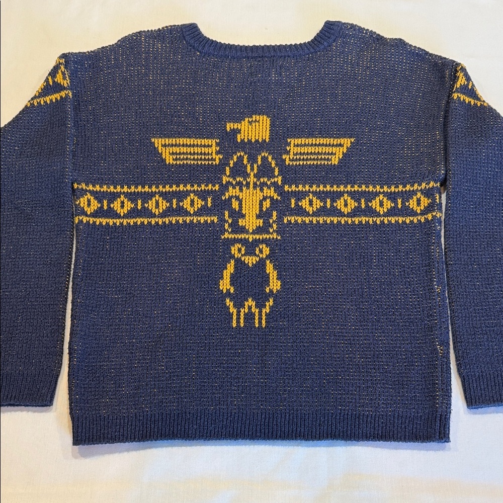 Levi's Graphic Thunderbird Totem Knit Crewneck Sweater Eagle Tribal Southwestern - Picture 5 of 9